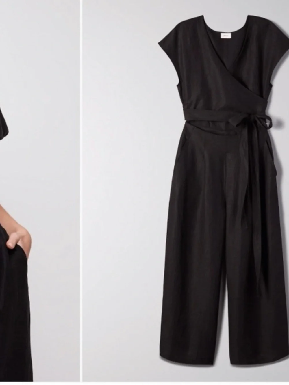 Aritzia Wilfred Brax Wide-Leg Black Wrap Jumpsuit